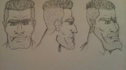 Early version of sketches for one of the playable in-game characters, Sarge. This became the final design for the character.